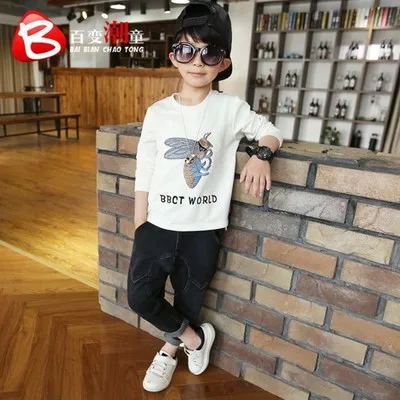 2017 Весенние и зимние детские джинсы плотные брюки для мальчиков теплые