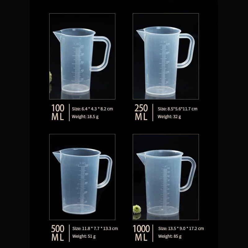 100ML/250ML/500ML Plastic Measuring Cup Baking Tool Scale Spoon Coffee Milk Tea Drinking Utensils Kitchen Tools | Дом и сад