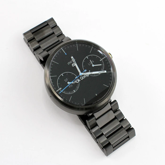 Ремешок из нержавеющей стали для Moto 360 22 мм черный/серебристый ремешок смарт