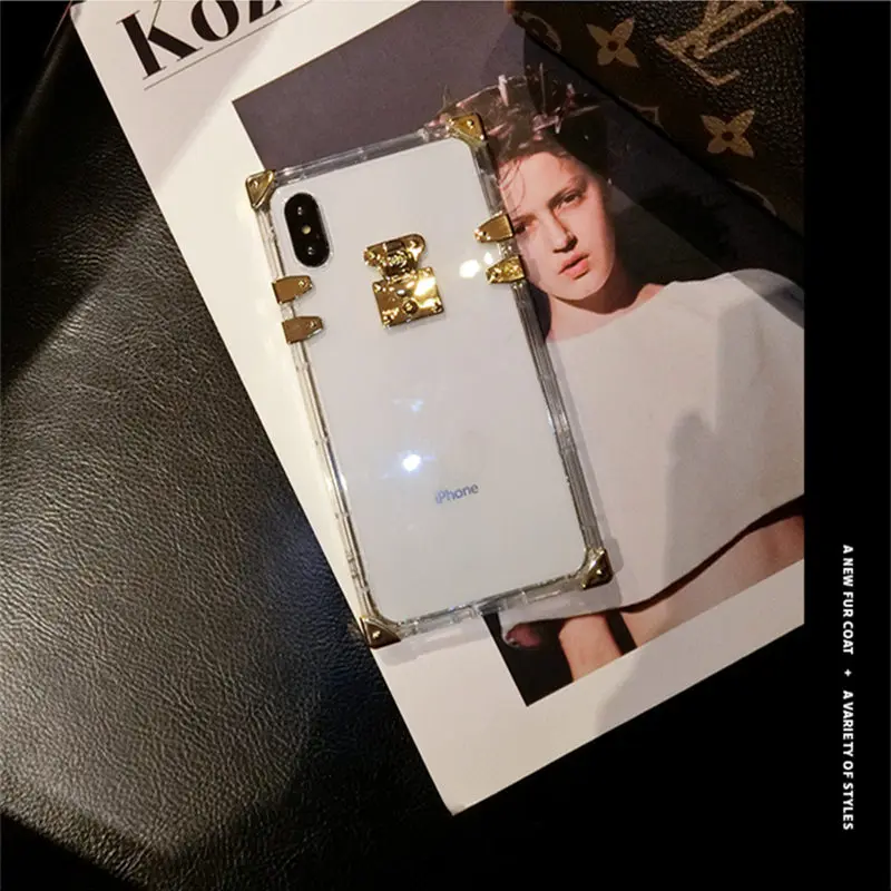 Роскошный Прозрачный квадратный ТПУ чехол для iPhone 6 6s 7 8 четыре угла ударопрочный