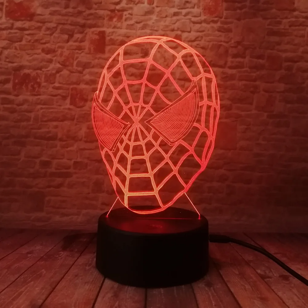 3D маска Marvel Hero Legends Человек-паук фигурка 7 цветной ночник светодиодный светильник