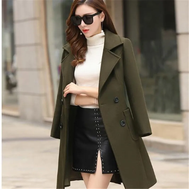 Новинка весны 2018 женское корейское шерстяное пальто Женская Длинная утепленная