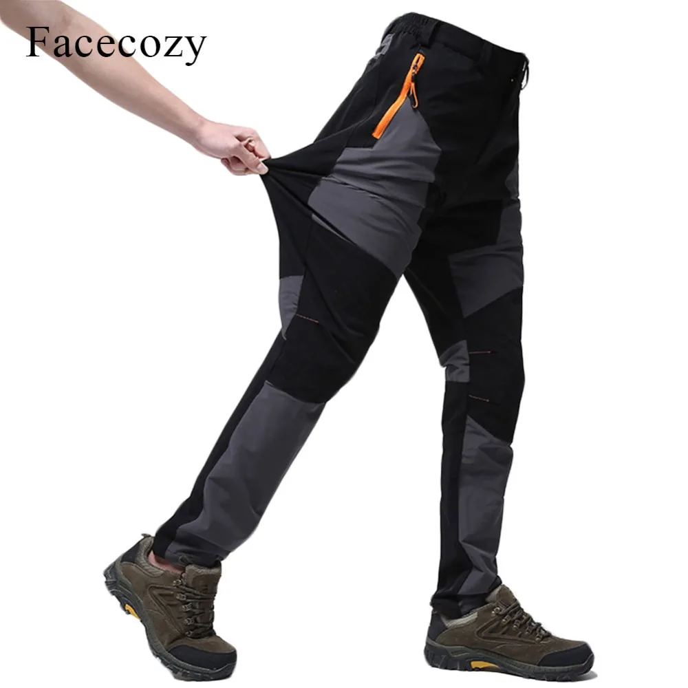 Facecozy для Для мужчин на открытом воздухе быстросохнущая рыболовные штаны в стиле пэчворк восхождение ветрозащитный Пеший Туризм Восхождение брюки Кемпинг походы брюки