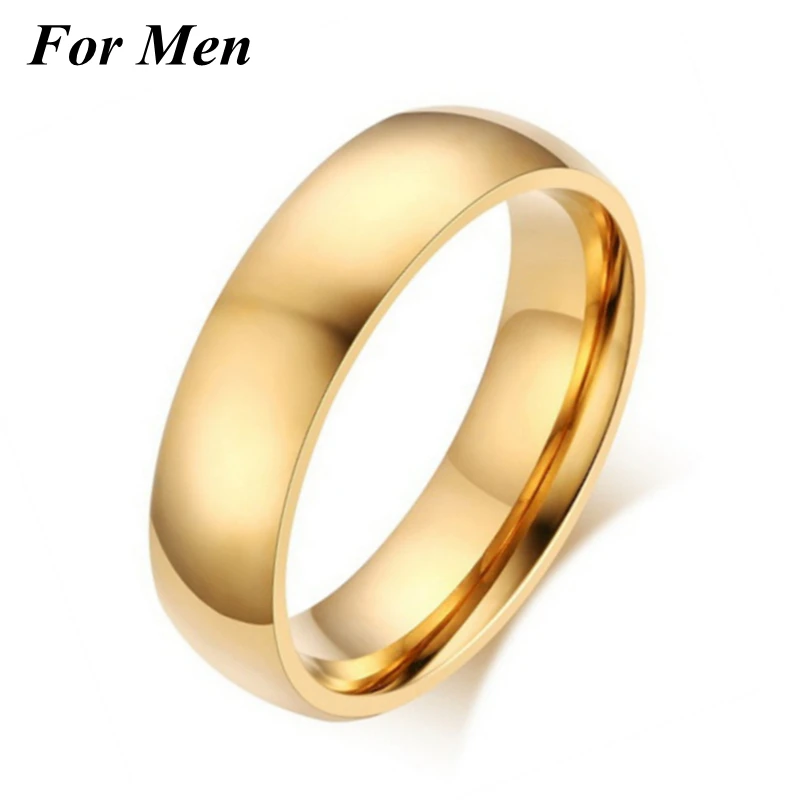 For Men Beiliwol обручальные кольца для влюбленных женские ювелирные изделия CZ титановая сталь гладкие золотые обручальные кольца для пар мужские обещания гравировки - Цвет основного камня: For Men