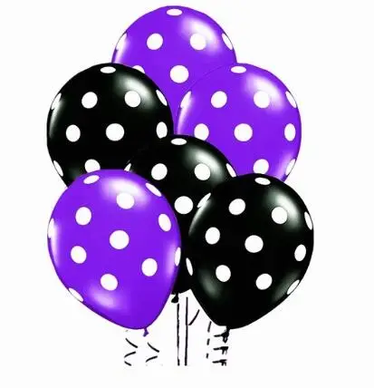 black purple 24 шт. 12 дюймов красные и черные латексные воздушные шары в горошек для детского дня рождения, свадьбы, декоративные принадлежности, Детские вечерние надувные воздушные шары - Цвет: black purple
