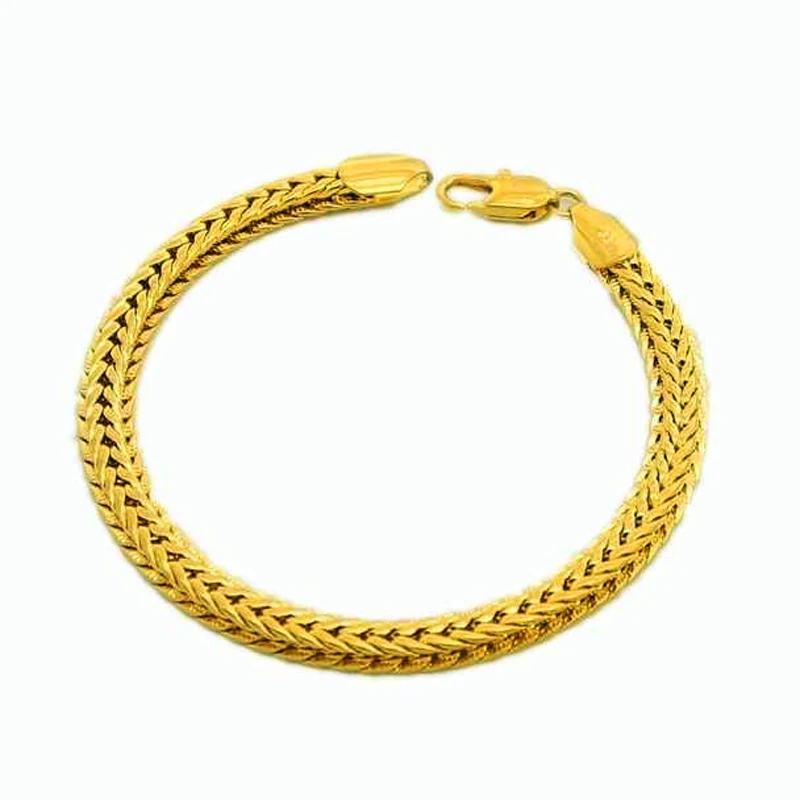 Мужской браслет шириной 6 5 мм из чистого золота 24 К 20 см|men jewelry bracelet|fashion men braceletmen