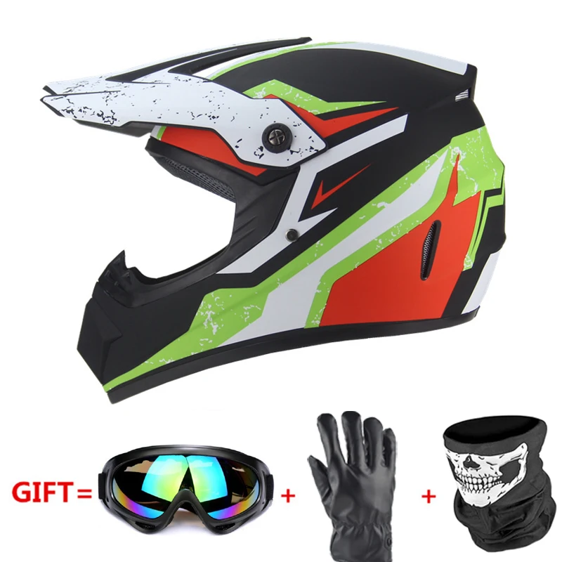 Matte green Полнолицевой мотоциклетный шлем Casco Moto мотокросс шлем внедорожный шлем ATV Dirt Bike горные MTB DH Capacete Moto очки - Цвет: Matte green