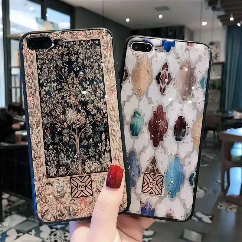 Luxury Phone Case For iPhone X XS Max XR Retro tree Gold foil Soft TPU Silicone Cover coque 7 8 plus 6 6s Plus | Мобильные телефоны