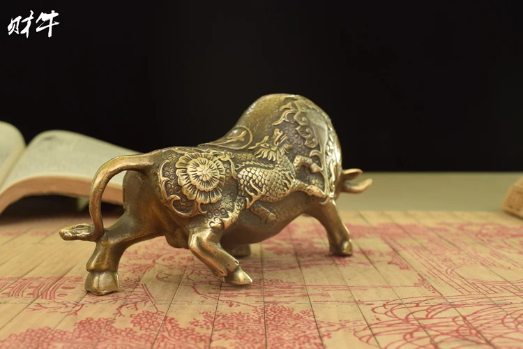 China brass Bronze fengshui wealth Bull OX Statue Metal crafts family decorations gifts. | Дом и сад