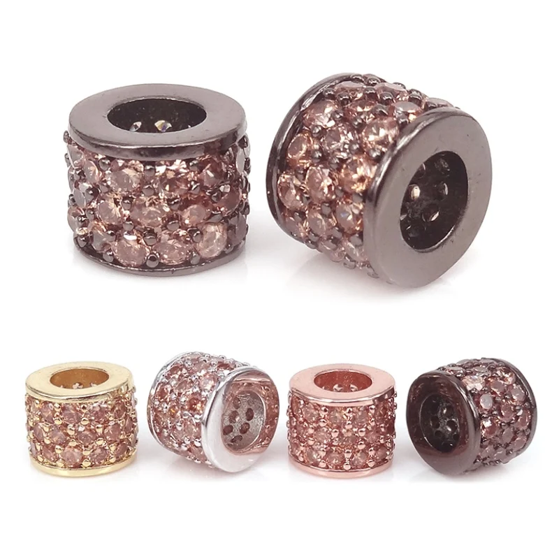 Новый микро проложить шампанское CZ Циркон Круглые трубки Бусины Подходит для DIY