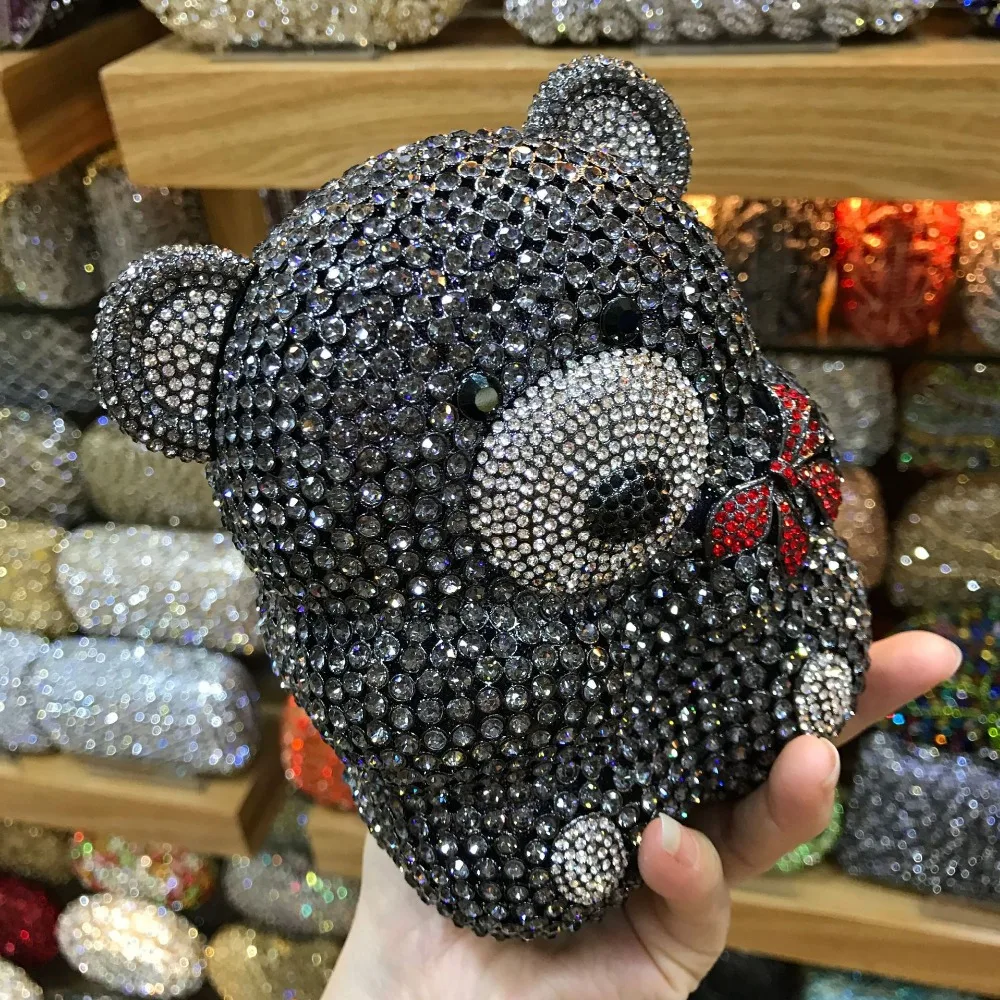 

XIYUAN lady black/silver Crystal Diamond Clutch Bag Women Party Wedding small Purse Bridal Handbags Ladies Evening Bags wallet