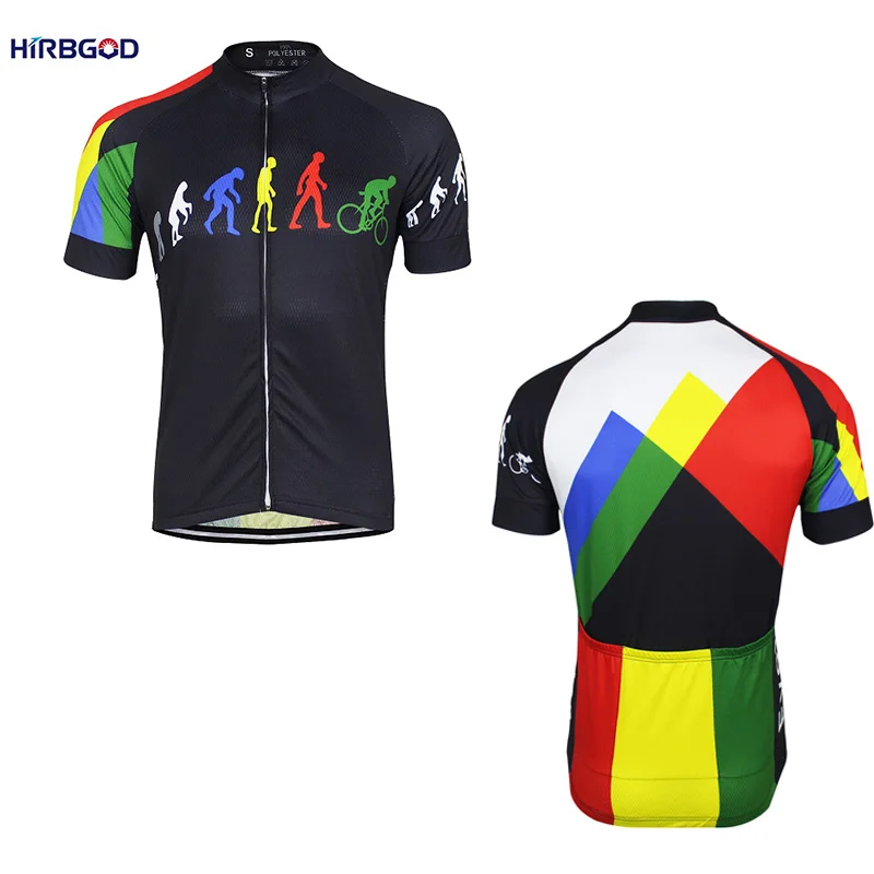 

HIRBGOD Evolution Colors Mens Cycling jersey Shirt Summer Quick Dry Short Sleeve Bicycle Clothing Wears Maillot Ciclismo,HNR177