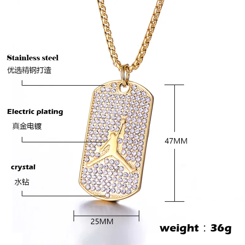 Золотой цвет Bling Iced Out золото полный стразовые баскетбольные Подвески ожерелье s 316L спортивный браслет из нержавеющей стали для мужчин и женщин ювелирные изделия - Окраска металла: Золотой цвет