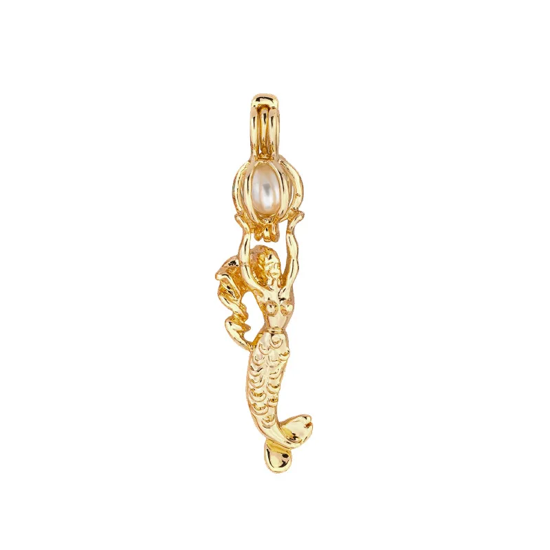 Gold Color Pearl Cage Locket Pendant Unicorn/Love Heart/Mermaid/Flower/Dolphin Theme Oyster For Wish Necklace Gifts | Украшения и