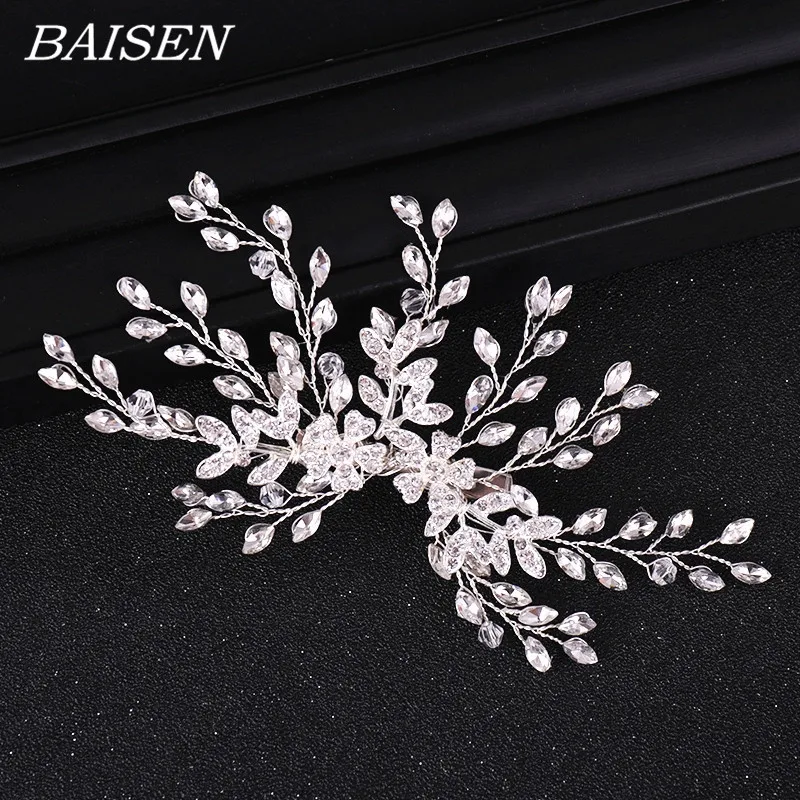 Women Hair Clip Floral Bride Headwear Wedding Tiara Jewelry Rhinestone Bridal Accessories Hairpins | Украшения и аксессуары