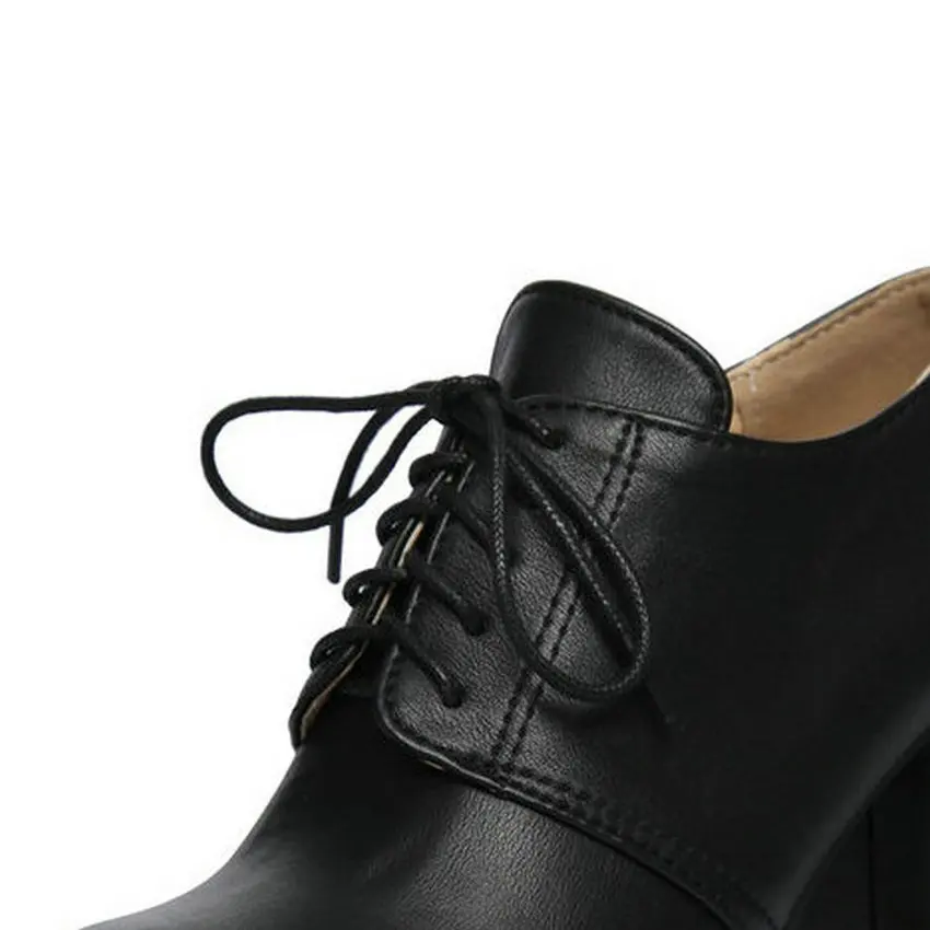 

FANYUAN 2019 Women Pumps Ladies Shoes White Square High Heel Platform Round Toe Lace Up Fashion Woman Wedding Shoes Size 34-43