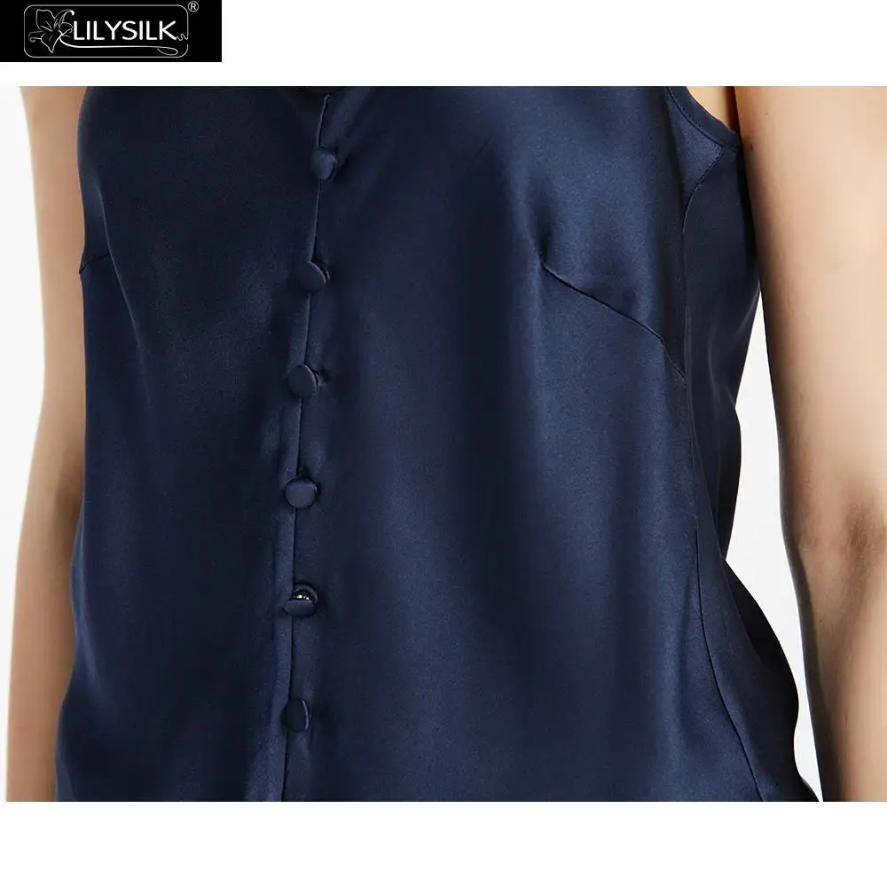 LilySilk Camisole Топ женский Шелковый 22 momme обернутый на кнопке мягкий удобный базовый