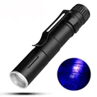 Миниатюрная ручка, СВЕТОДИОДНЫЙ УФ фонарик 1000 люмен, водонепроницаемый кармансветильник фонарь с питанием от батарейки AAA, LED лампа для детектора денег