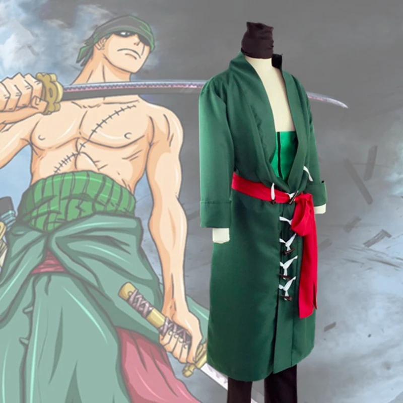 

Anime One Piece Cosplay Costumes Two Years Later Zoro Roronoa Cosplay Costume Halloween Party Pirate Hunter Marimo Cosplay