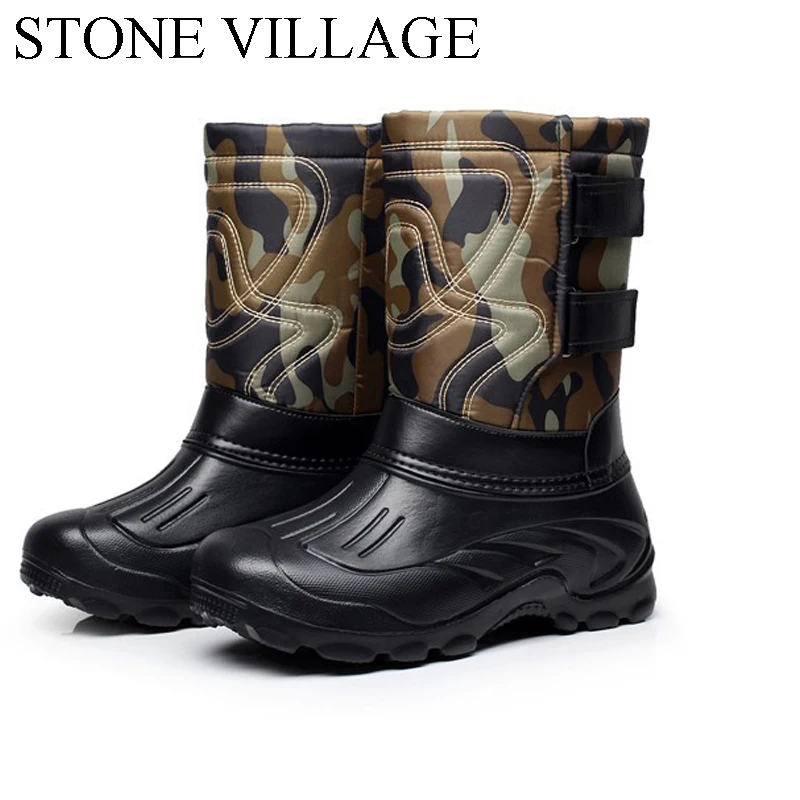 На толстой нескользящей подошве Водонепроницаемые зимние ботинки плюс