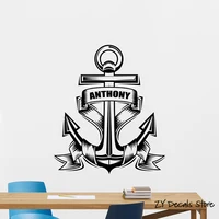 Custom Name Wall Decal Bathroom Anchor Personalized Vinyl Wall Sticker Removable Art Mural L509
