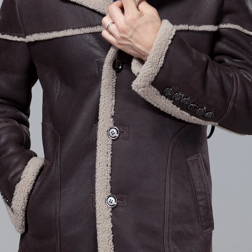 Роскошный деловой Повседневный толстый мериносовой овчины один кусок мужской