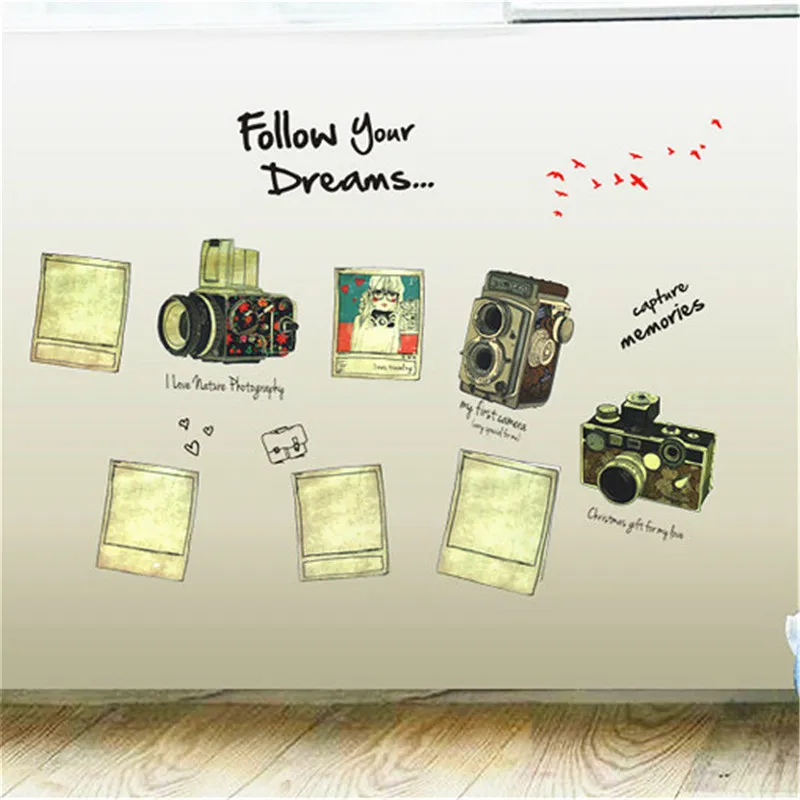Follow Your Dreams...-Fashion Retro Camera Room Wall Sticker | Дом и сад