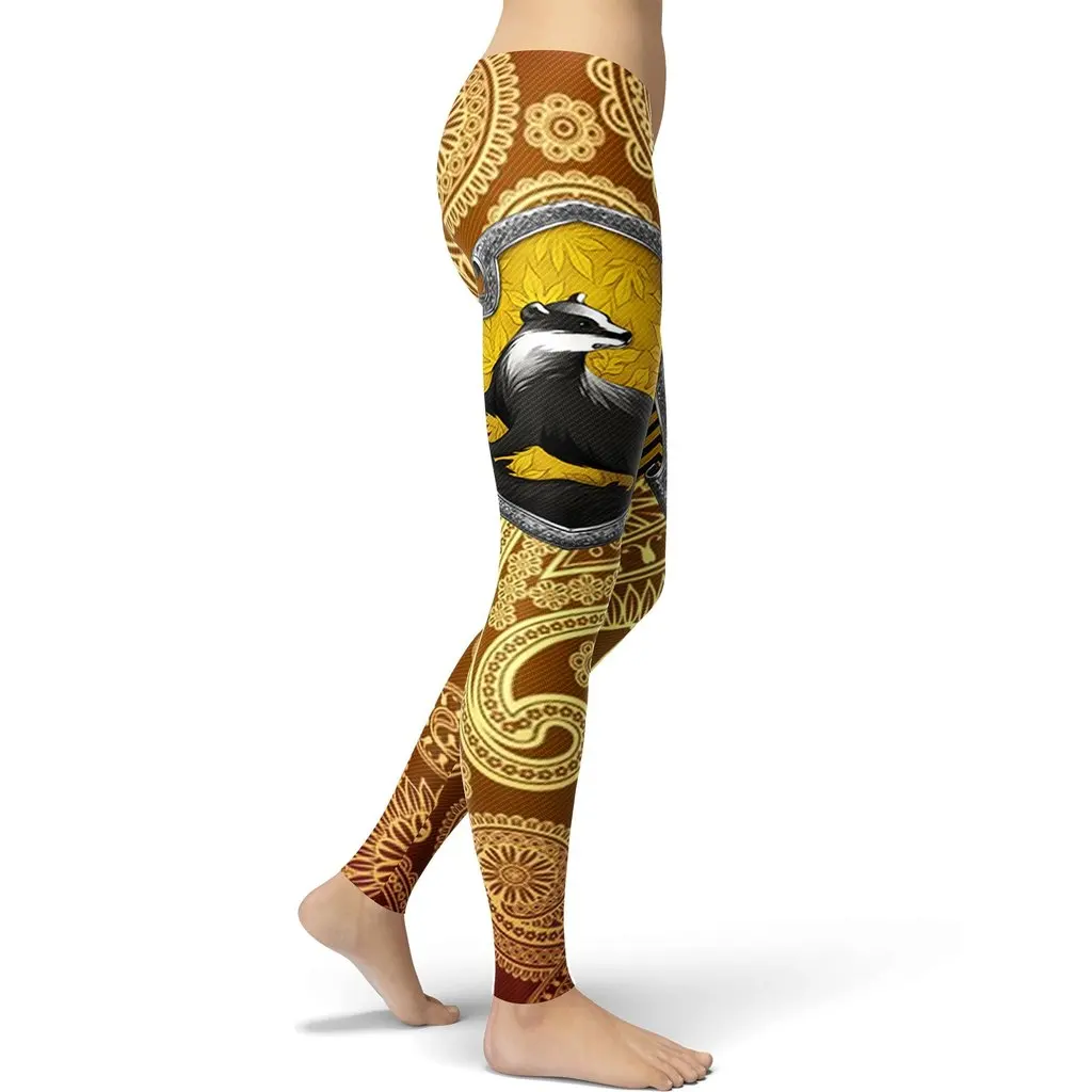 Новинка, женские леггинсы Gryffindor Hufflepuff, леггинсы с мультяшным принтом, женские леггинсы для фитнеса