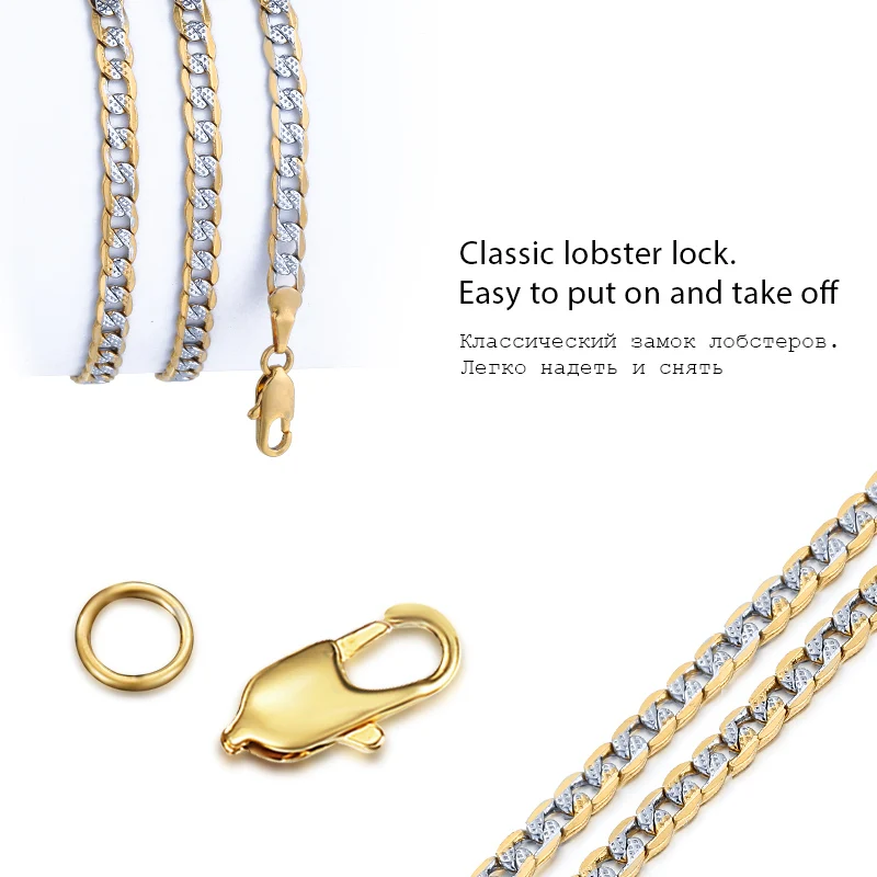 Davieslee, мужское, женское ожерелье, браслет, желтое золото, заполненная цепочка, ювелирное изделие, браслет, ожерелье s для женщин, мужчин, 4 мм, LGN64