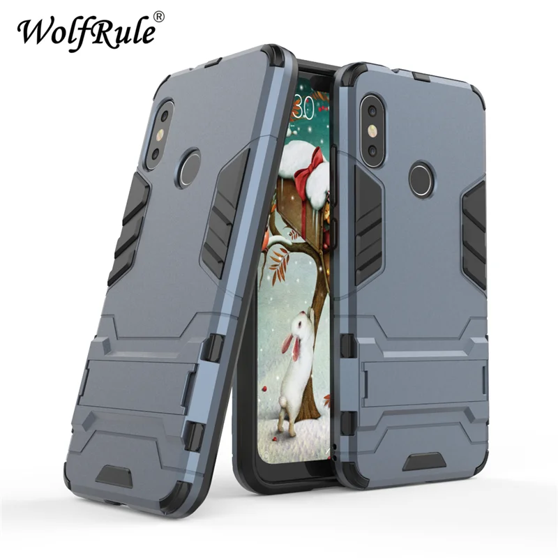 Чехол wolfrole для Xiaomi Redmi 6 Pro резиновый + жесткий пластиковый чехол с подставкой Fundas Mi