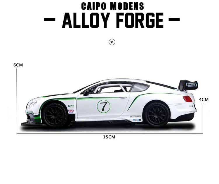 Точная имитация эксклюзивный Diecasts& Toy Vehicles: Caipo автостайлинг Континентальный GT3 DTM 1:32 модель суперкара из сплава звуков и света