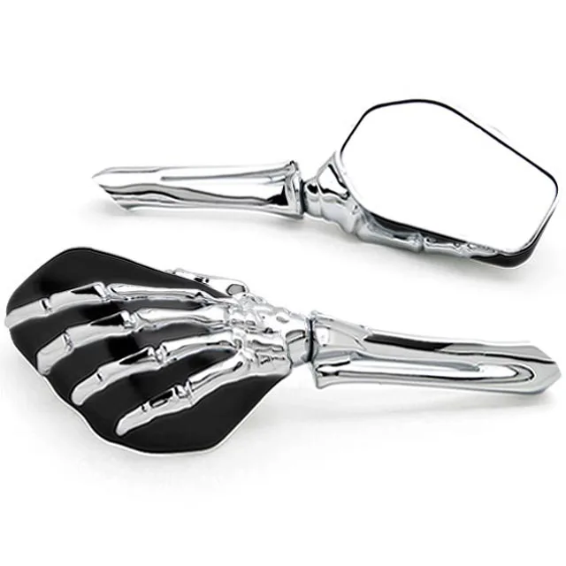 

Free Shipping Black/BlackChrome Skeleton Hand Motorcycle Mirrors For Kawasaki Z1000 Z750 Versys