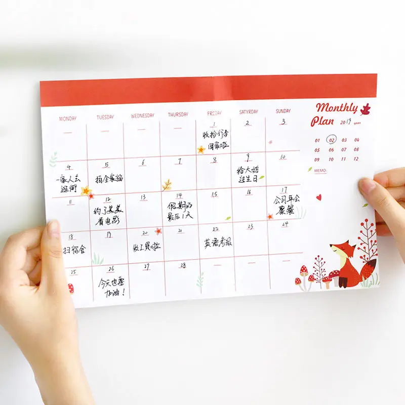 Coloffice корейский 2 шт. милые Креативные животные лес ежемесячный график 30-дневный