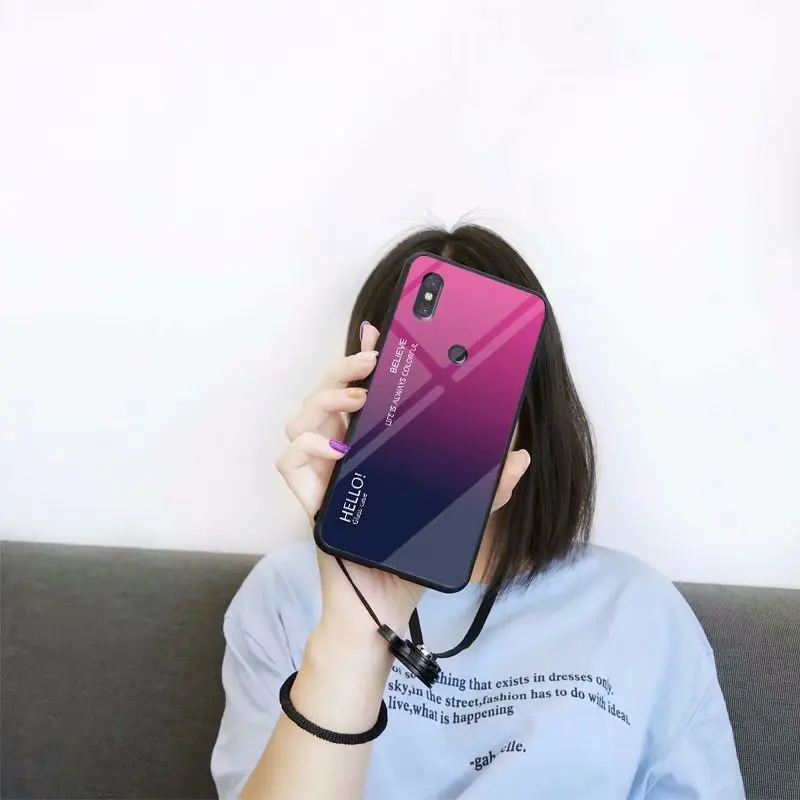 Чехол SYCASE с буквенным градиентом из закаленного стекла для телефона xiaomi Mix3 чехол