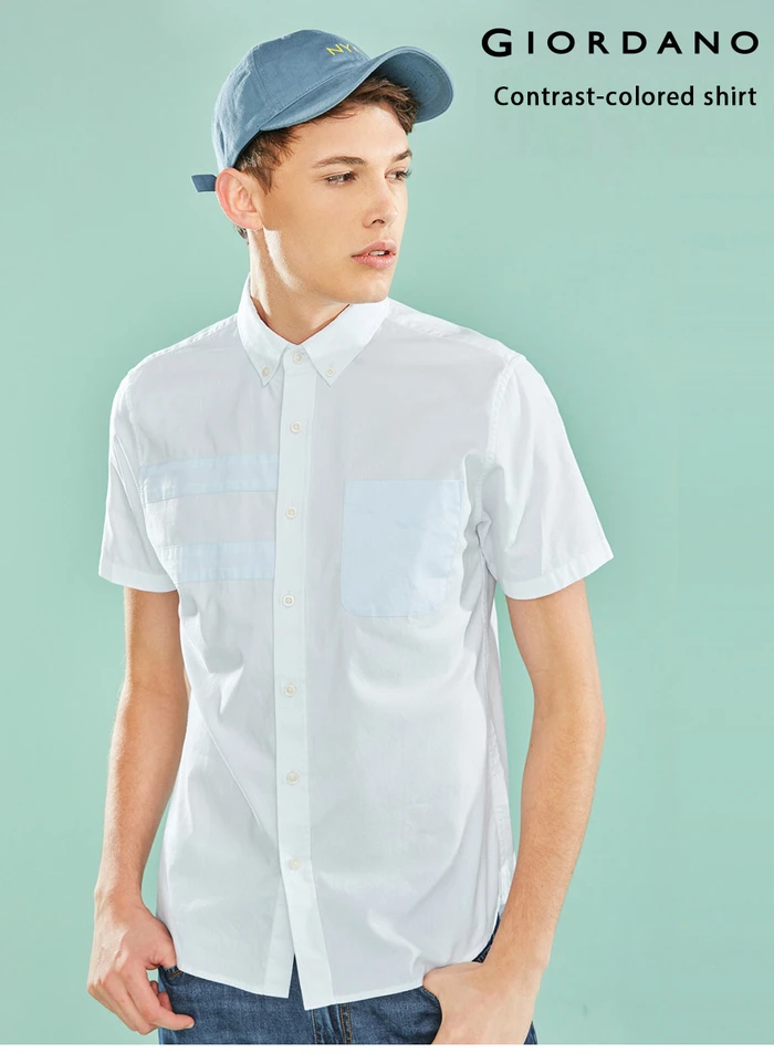 Jordano/Мужская рубашка, контрастная, цветная, Оксфорд, хлопок, Camisa Masculina, короткий рукав, отложной воротник, цветная, блочная, Camisas