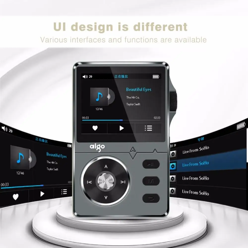 Aigo MP3 108 из цинкового сплава HiFi высокое качество звука без потерь музыка 2 дюймов 8