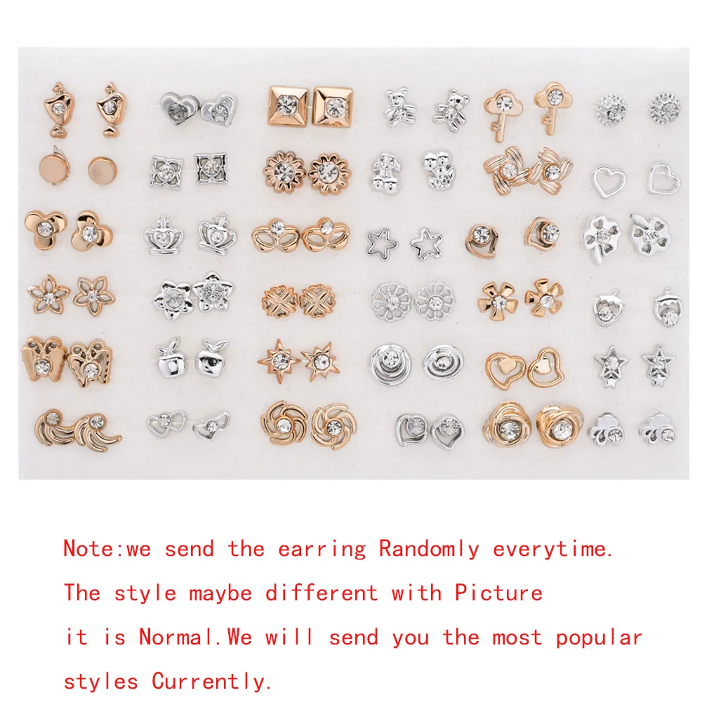 Серьги гвоздики SLZBCY золотого и серебряного цветов смешанные модели набор с