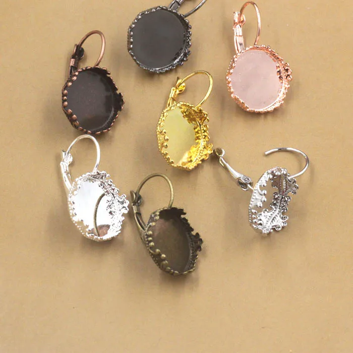 Пустые Зажимы для ушей основа сережек с крючком 12 мм 15 стандартные кабошоны из