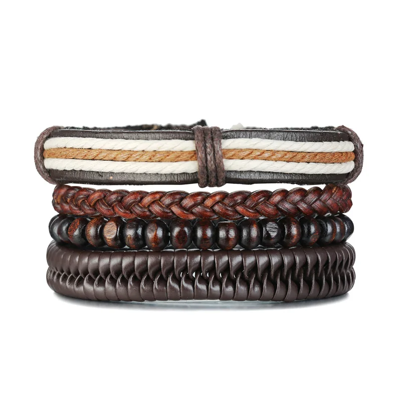 Kemstone Bohemian Wooden Beads Elastic Rope PU Alloy Multicolor Multi-layer Wrap Bracelet Jewelry Gifts For Men Women | Украшения и