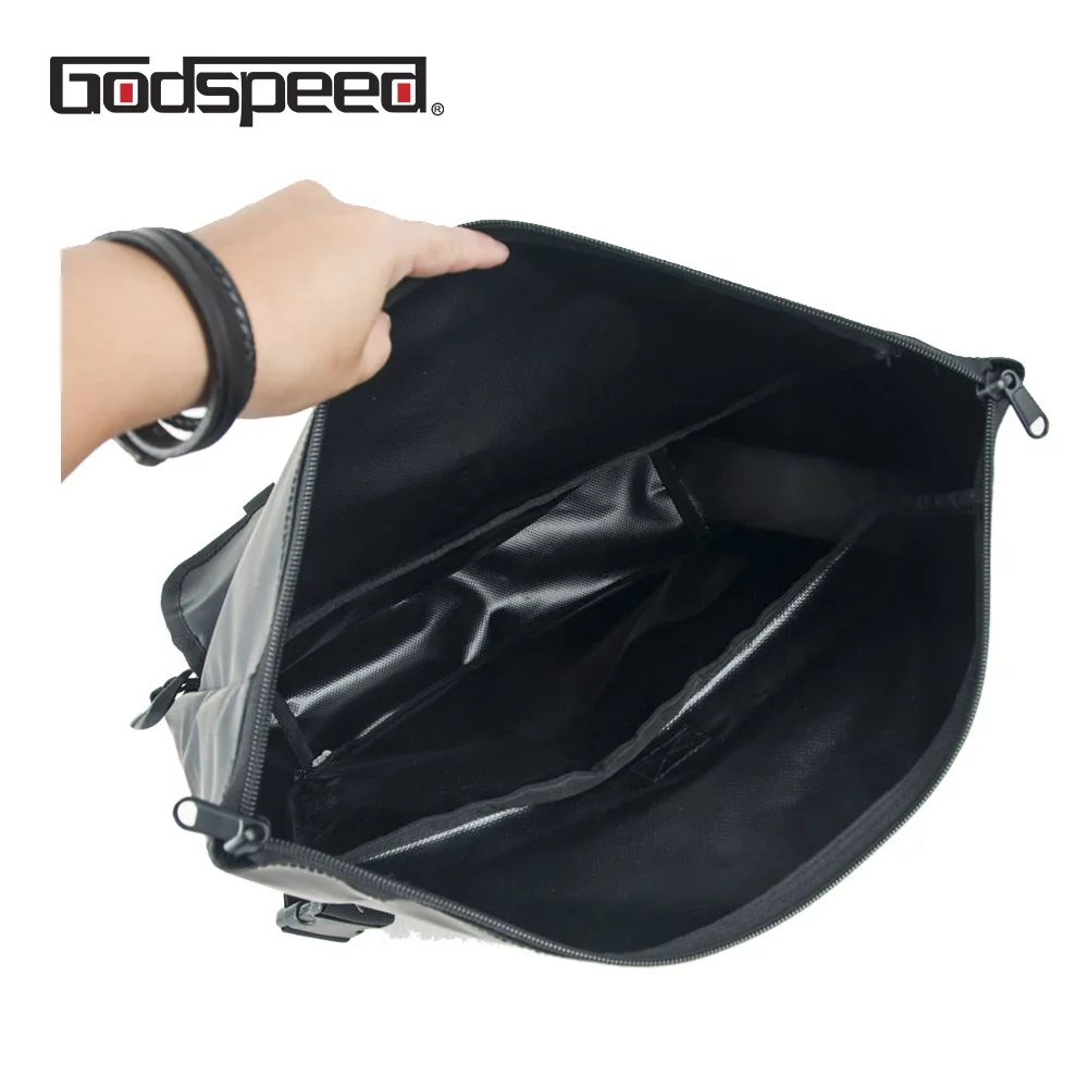 

Godspeed waterproof travel messenger bag black top rolling tablet shoulder bag with back webbing to hang on the Bicyle Bag