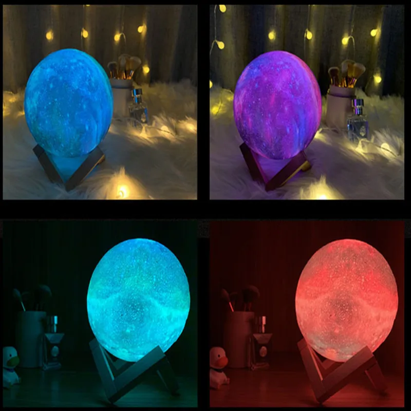 Ночной светильник с 3D рисунком галактики Луны цветные изменения Прямая поставка