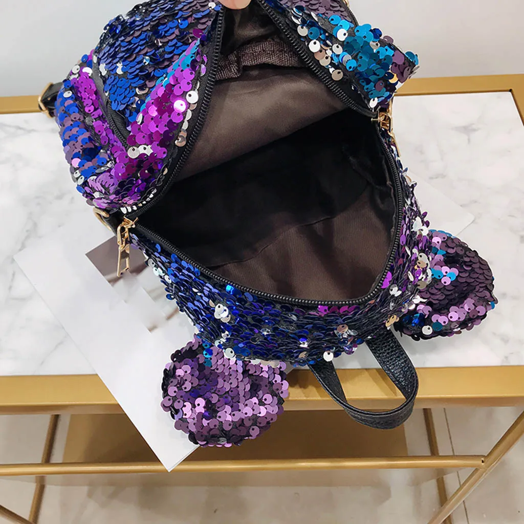 Модный рюкзак для женщин женский школьный с блестками сумка девушек