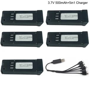 Аккумулятор 3,7 В 500 мА  ч с 5 в 1 зарядным устройством для E58 JY019 для складного 4-осевого квадрокоптера UAV D30 RC, запасные части DS 721855