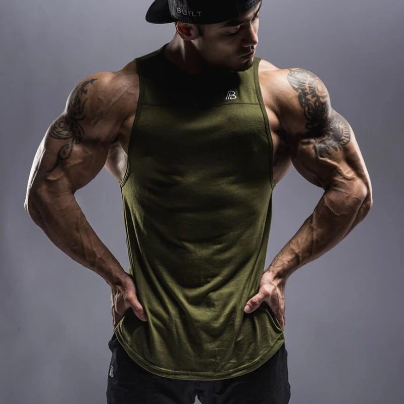 Белый топ форма для гимнастики Спорт Бег Мужчины s Tanktop Фитнес Спортивная одежда