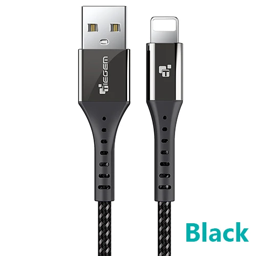 Черный USB кабель для iPhone, Tiegem Быстрый зарядный кабель для iPhone X 8 7 6 6s s 5 5S se iPad провод кабель для мобильного телефона - Цвет: Черный