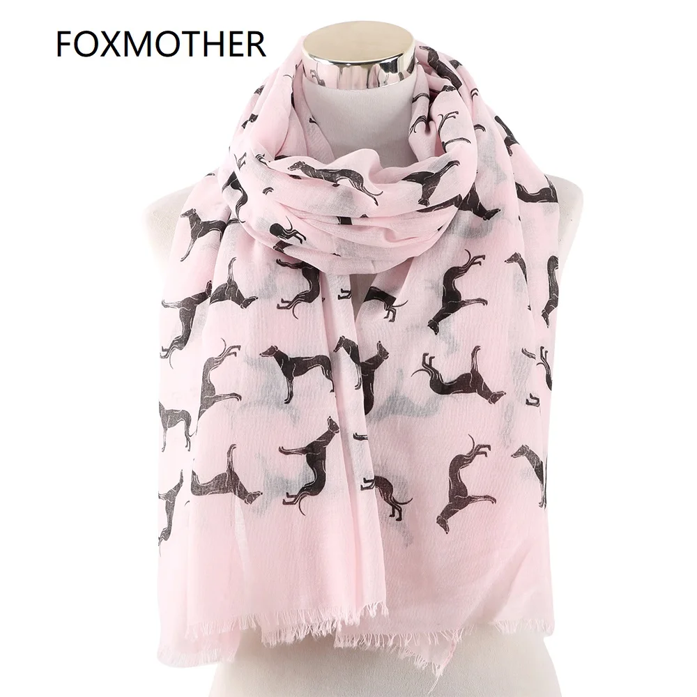 FOXMOTHER новые модные шарфы весна лето розовый белый собака добермана принт с животными шарф для любимого собаки подарок для мамы Прямая поста...