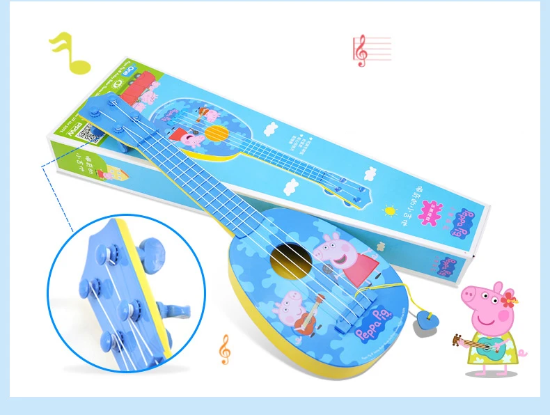 Оригинальная игрушка Peppa, Свинка Джордж, гитара, инструмент Peppa 44 см/17,", гитара для начинающих, Музыкальная развивающая игрушка, рождественские подарки для детей