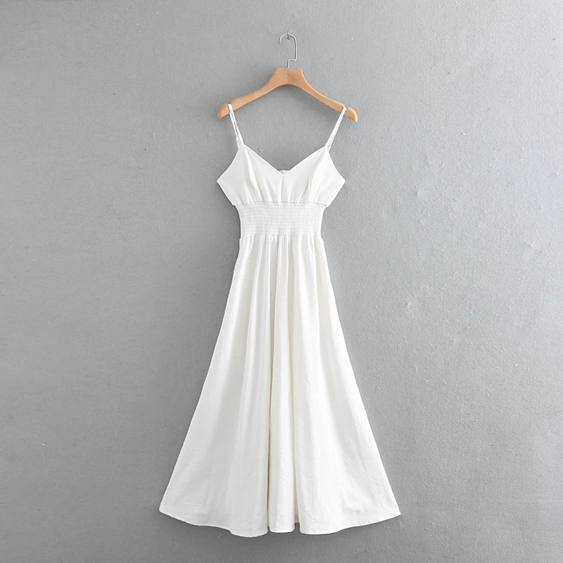 Новинка 2019 женское модное однотонное платье на бретельках с эластичной резинкой