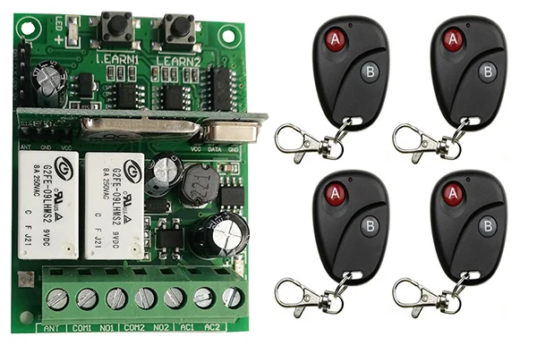 

Individual learning code DC9V 12V 24V 10A 2CH Wireless Remote Control Switch System Receiver +Transmitters Garage Door/ window