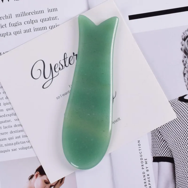 Массажный инструмент Gua Sha, натуральный камень авантюрин, китайский традиционный спа для лица, иглоукалывание, выскабливание, лечебный набор для ухода за здоровьем - Цвет: 1 piece
